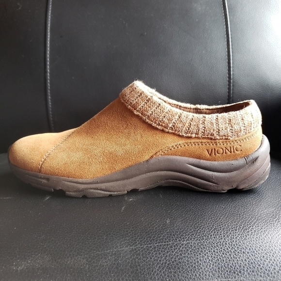 Vionic Arbor Slip On Clogs Light Brown Tan Leather Women's 6 Comfort Mules EUC - Picture 6 of 11